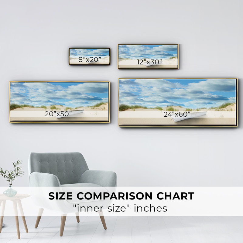 Beach- Framed Canvas, 20" H x 50" W