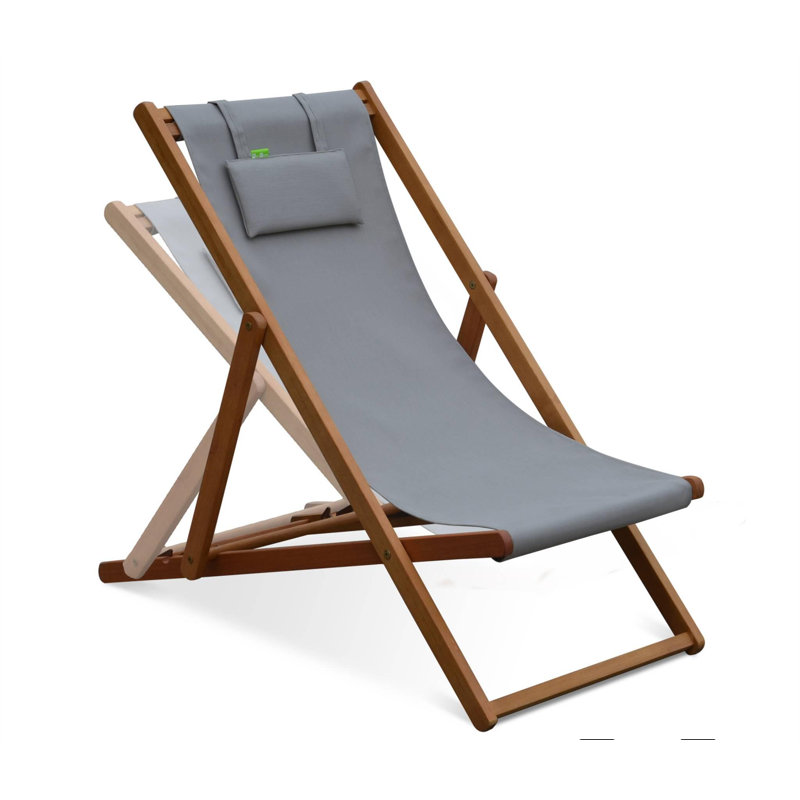 Graydon Folding Deck Chair, Light Grey