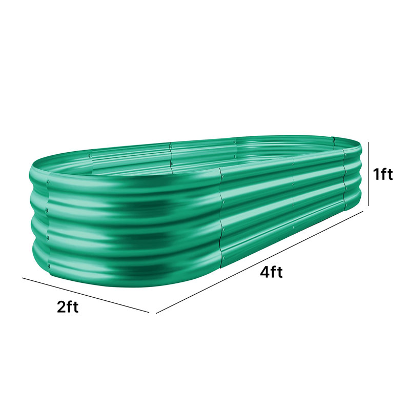 Galvanized Raised Garden Bed Kit, 1, Green, 1" H x 4" W x 2" D
