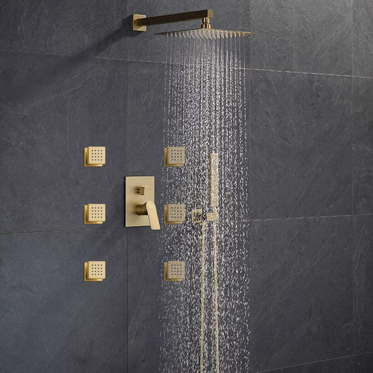 Fontana Balsamo Gold In-Wall Thermostatic Mixer Bathroom Shower System, Wall Mixer With Overhead Shower, Bathroom Wall Mixer Price