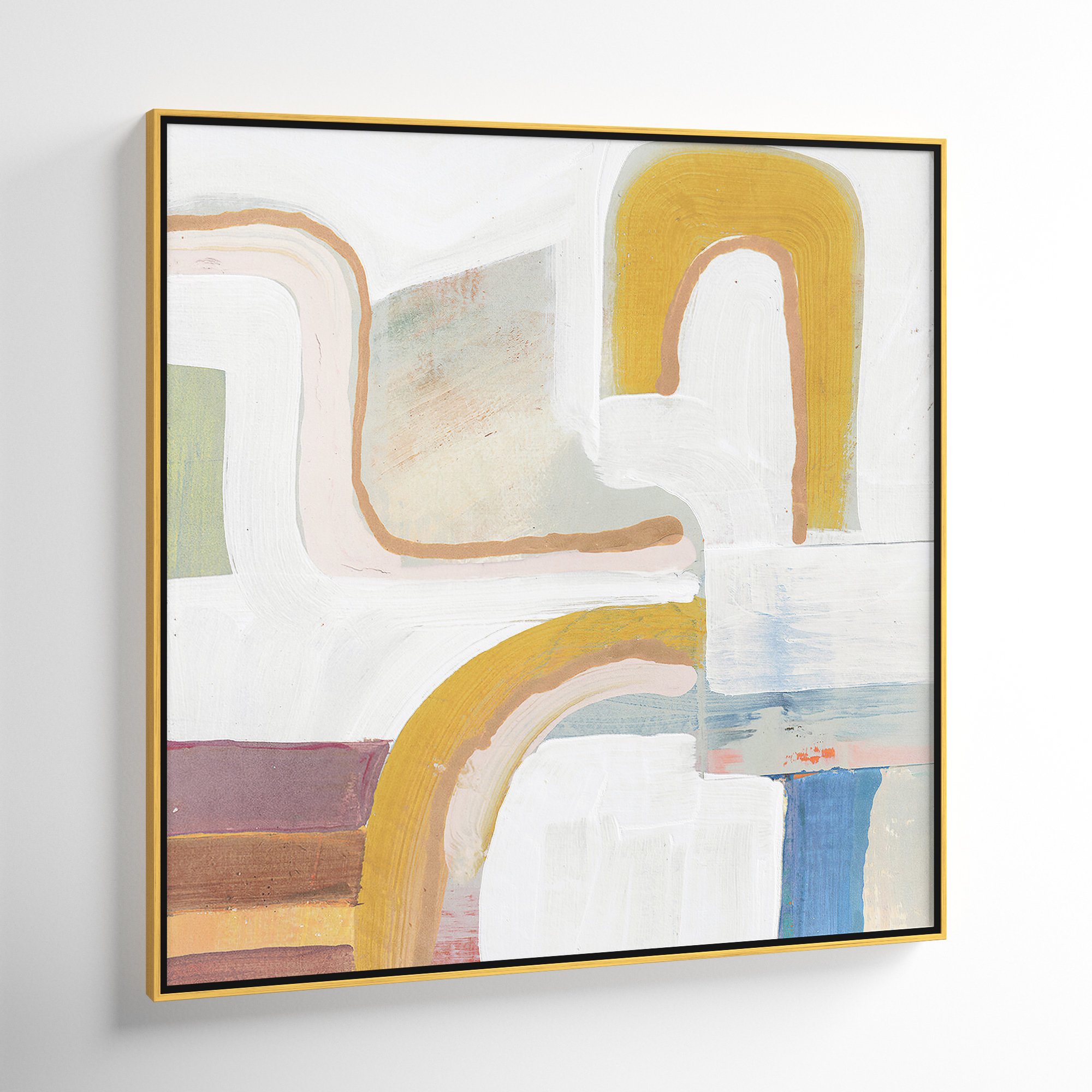 Together Again I by Cartissi - Floater Frame Painting Print on Canvas, 46.5" H x 46.5" W, Espresso
