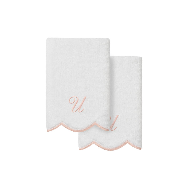  Ensemble de serviettes 100% coton turque ADORNIA, Blanc / Rose, U, Ensemble de 2 serviettes à doigts