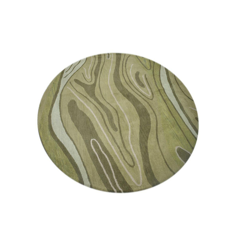 Tapis en laine touffeté à la main Dalvey - Rond | Vert | Conception abstraite | Tapis de salon, chambre à coucher, Rond 8 pi