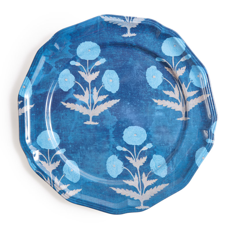 Ensemble de 4 assiettes de pavot bleues