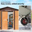 Outsunny 9 x 6ft Metal Garden Shed House Shutter Vents Brown Wood Effect