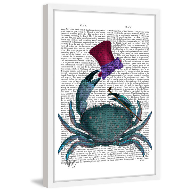 Whimsical Blue Crab with Top Hat Framed Print