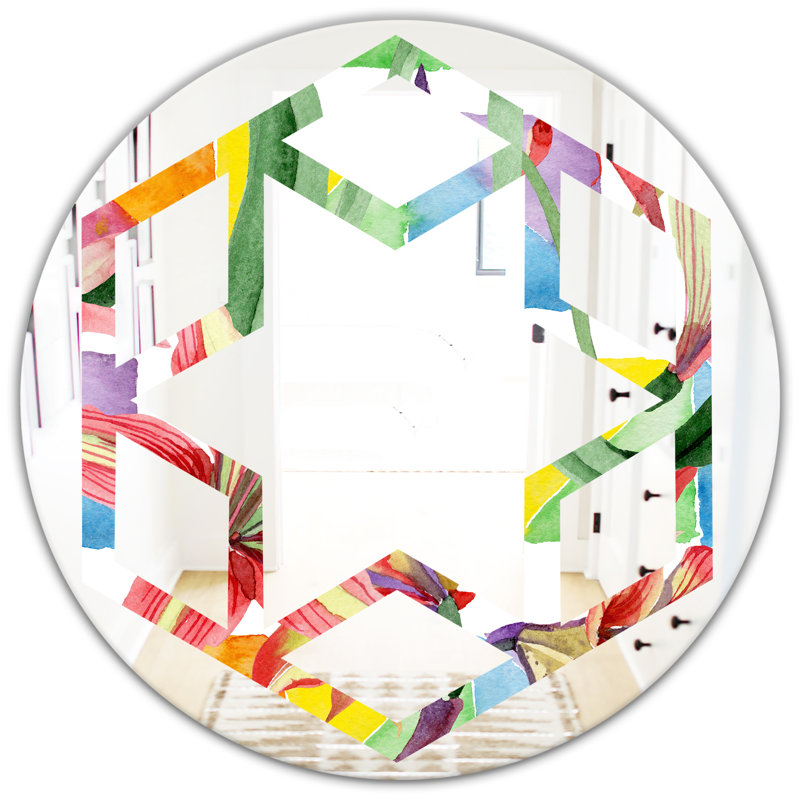 Miroir mural éclectique Floral Botanical I Hexagon Star, 23,6 po x 23,6 po