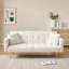 Canapé-lit en molleton beige 71,7 pouces, accompagné de deux coussins décoratifs luxueux pour un confort accru