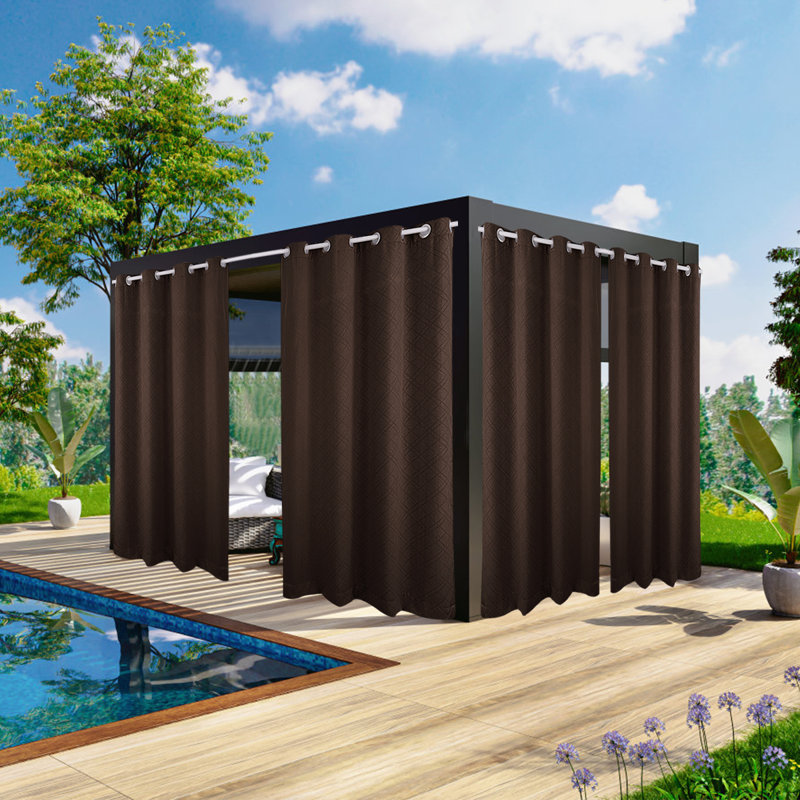 Rideau de terrasse extérieur imperméable Lakyshia, Marron foncé, L 52 po x L 94 po