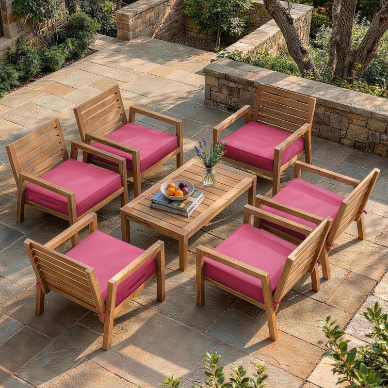 Wynee Outdoor Cushions 24X24x5 Outdoor Chair Cushions And Seat Cushions, Pink, Set of 6