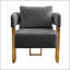 Chaise d'appoint rembourrée en molleton moderne avec pieds en métal doré, parfaite pour le salon et le bureau-697337909