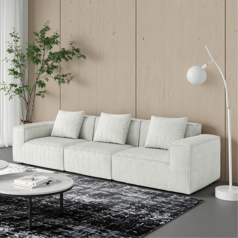 Le canapé modulaire de 118 pouces peut être converti en un canapé-lit surdimensionné., Crème