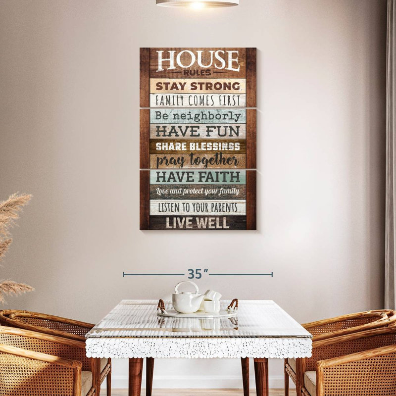 Plaque murale Kema Inspirational House Rules, H 45 po x l 28 po