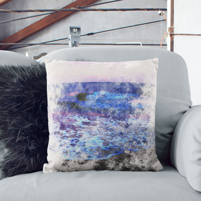 Pretty Beach Sunset Cushion with Filling, 40cm H x 40cm W x 15cm D
