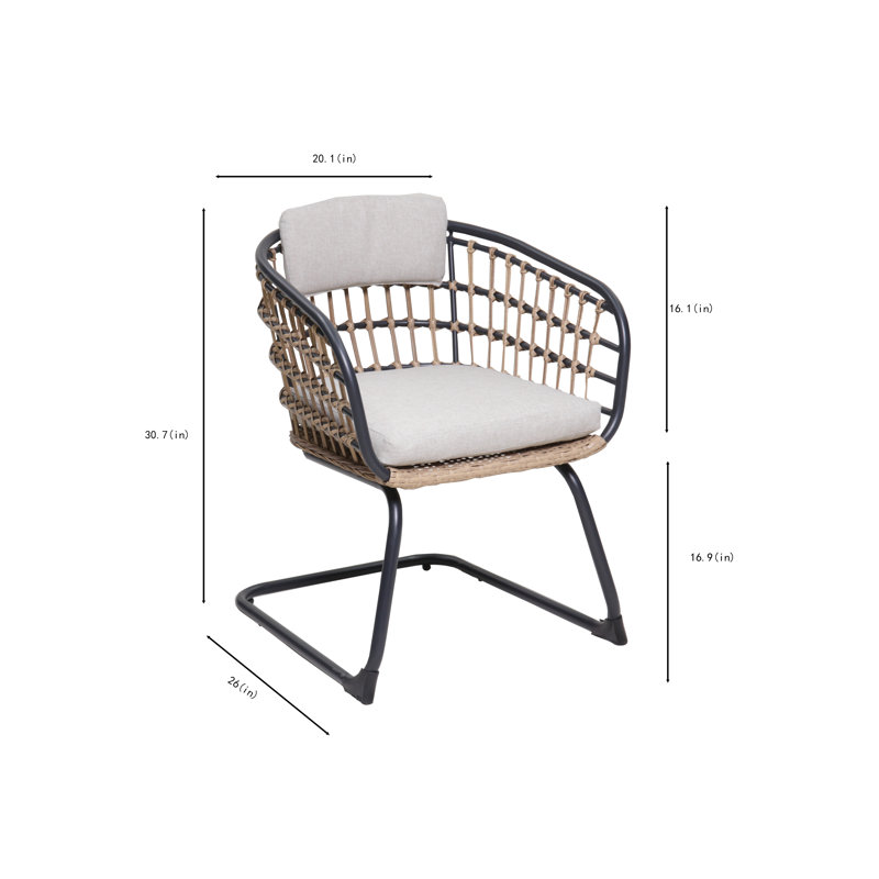 Cendro 3-Piece Modern Coastal Outdoor PE Rattan Wicker Bistro Set with Chairs & Side Table