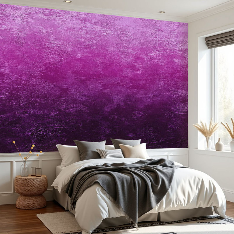 Papier peint adhésif peler et coller dégradé mauve à effet de surface abstrait H 69 po x l 96 po, papier peint amovible en PVC pour chambre à coucher, bureau à domicile