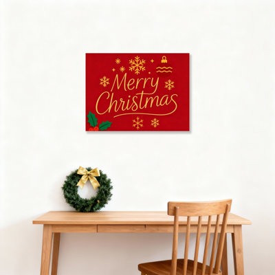 Merry Christmas flocon de neige ornement et toile de houx, reproduction d'art sur toile, ensemble de 1