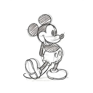 Mickey Mouse, Sketched - Single - Memorabilia on Canvas