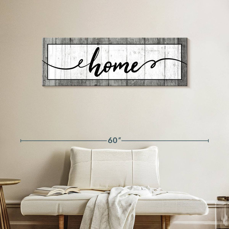 " Wooden Home Typography " by Faithinart, 15" H x 45" W x 1.25" D