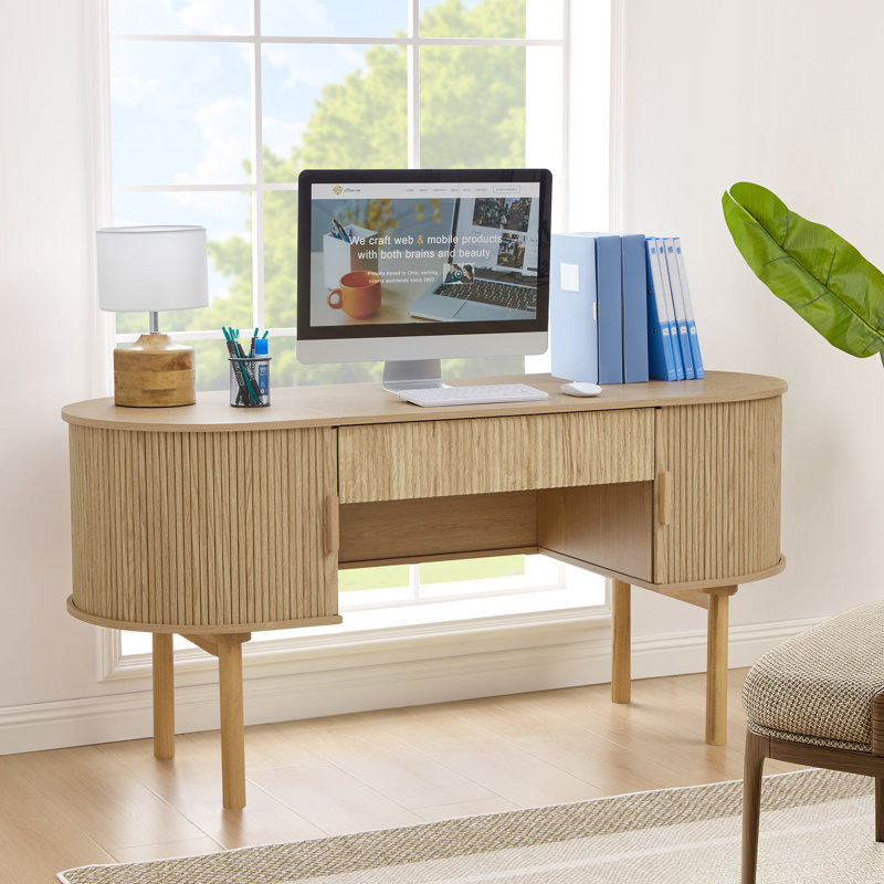 Computer Desk With Storage, Natural