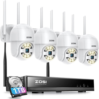 8CH 3MP Security Camera System, 4pcs WIFI PTZ Cameras Outdoor with Spotlight, 2-Way Audio, 1TB HDD -  ZOSI, 8AP-2893P4-10-US-A10