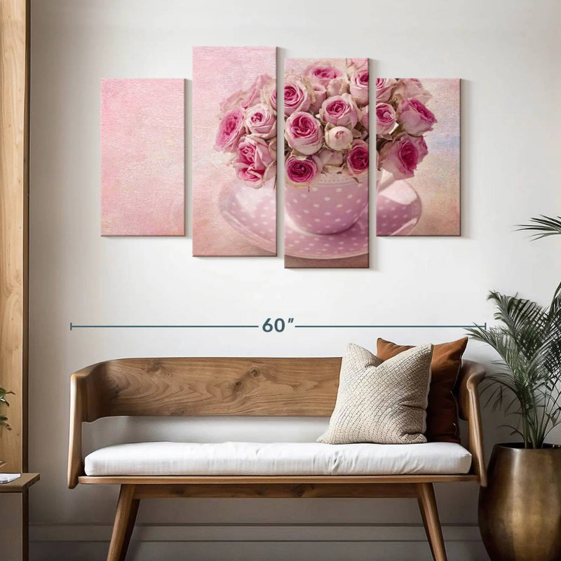 Tasses à thé Harnek roses roses, H 32 po x l 52 po