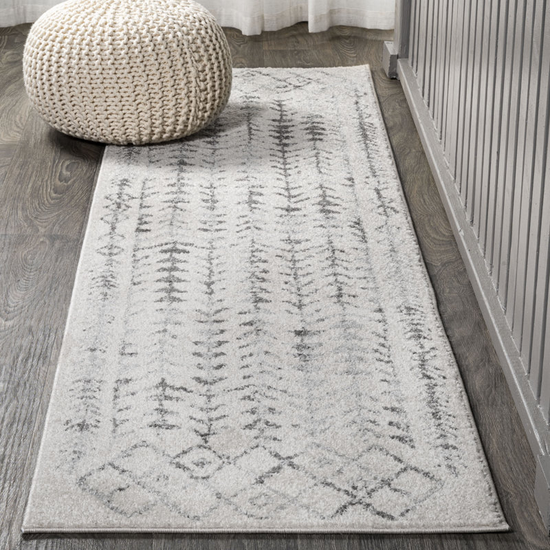 Boutte Moroccan Geometric Cream/Gray Rug, Runner 2'2" x 8'