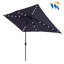 Parasol de patio rectangulaire 10 pi x 6,5 pi - lumières DEL, bleu marine avec solaire 10 pi x 6,5 pi
