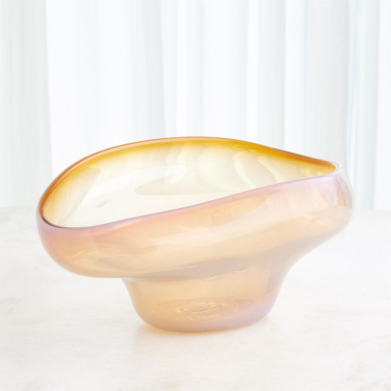 Harmony Bowl, 8" H x 16.5" W x 9.5" D, Cloudy/Amber