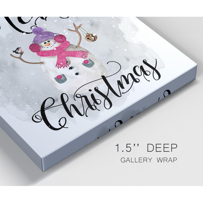 Bonhomme de neige «Merry Christmas» - ensemble de 2 reproductions sur toiles tendues, H 10 po x l 10 po x P 1 po