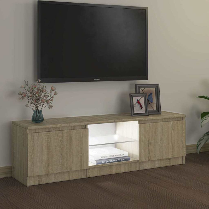 Labonte  TV Cabinet with LED Lights 120x30x35,5 cm, Sonoma Oak, 35.5cm H x 120cm L x 30cm W