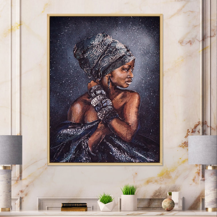 African Woman Wall Art, Black Woman Wall Decor Canvas Print, African American Print Painting, African Artwork Framed Easy to Hang - 2