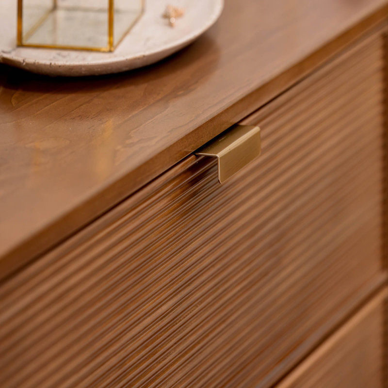 Alice Linea Fluted 6-Drawer Tambour Dresser with Brass Pulls