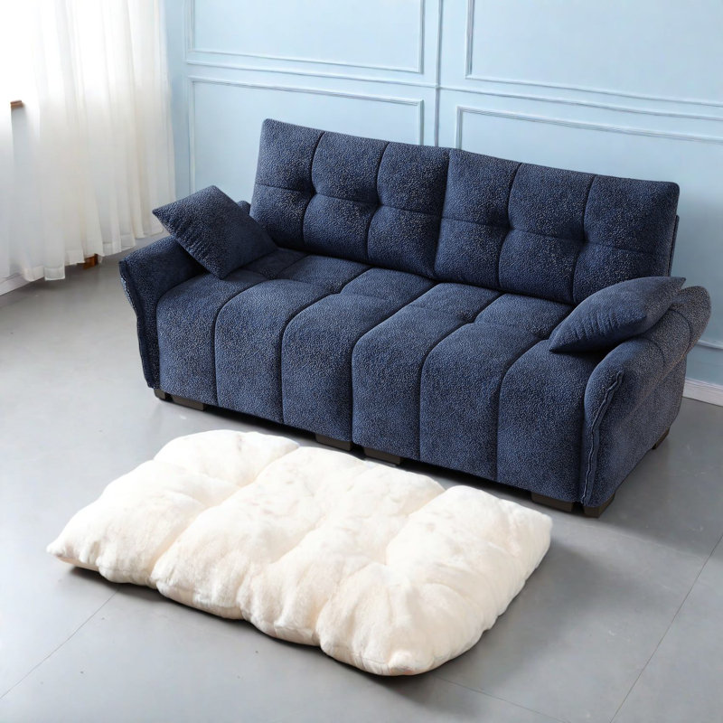 Canapés bleus modernes et ergonomiques, revêtement en chenille pour la maison et le bureau