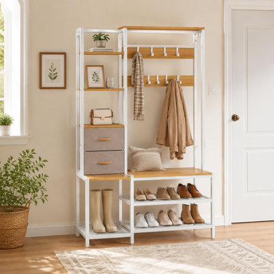 120 cm W Hall Tree with Storage Bench and Shoe Storage