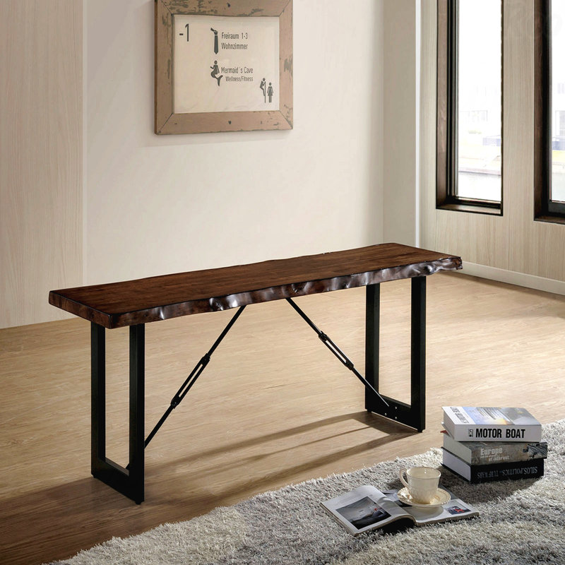 Banc 1 pièce industriel - Conception à deux tons, base en métal en forme de U avec imitation de chaîne