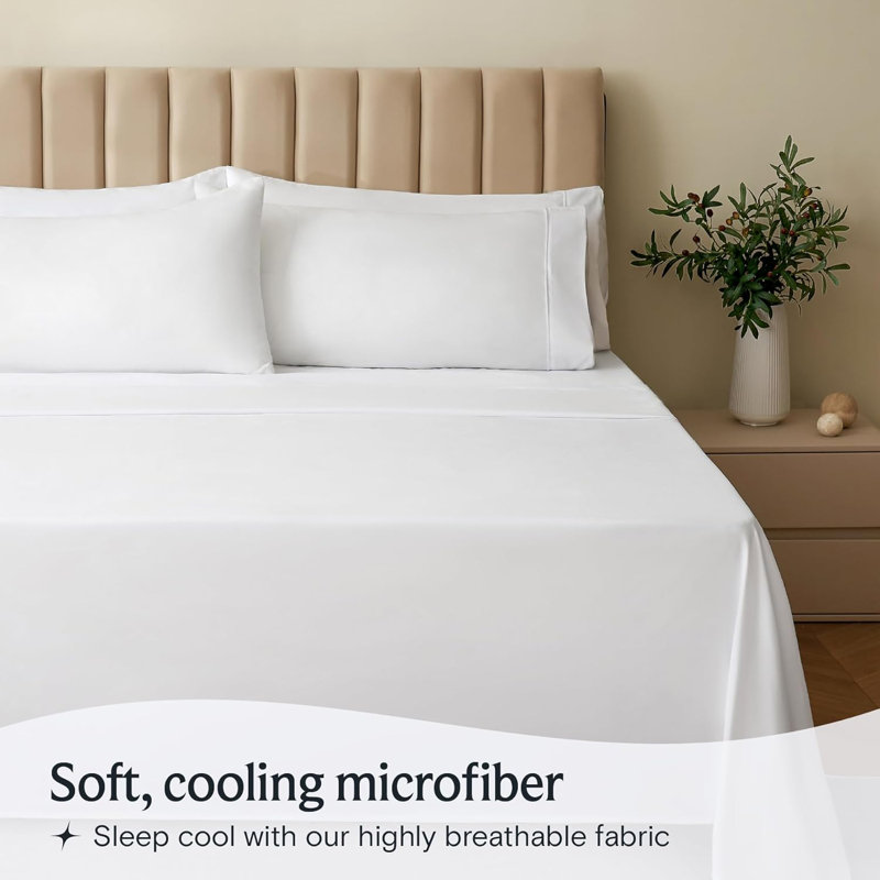 Luxclub 3 PC White Twin XL Silky Soft Cooling Extra Deep Pocket Performance Sheet Set, White