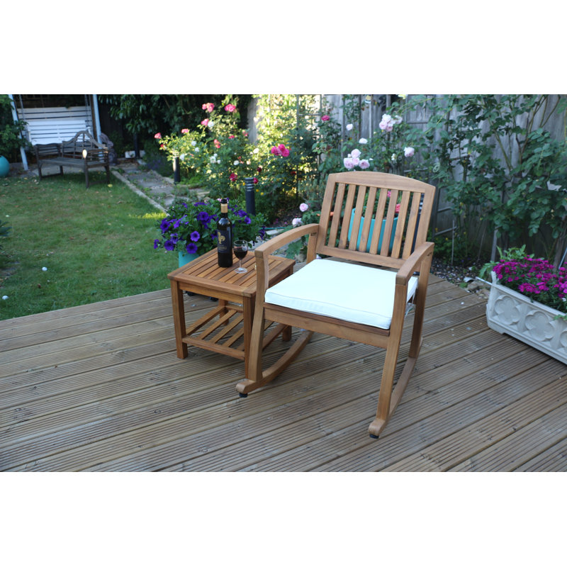 Santorini Set with Cushion FSC 100% Acacia Wood Natural Colour (1 chair + 1 side table)