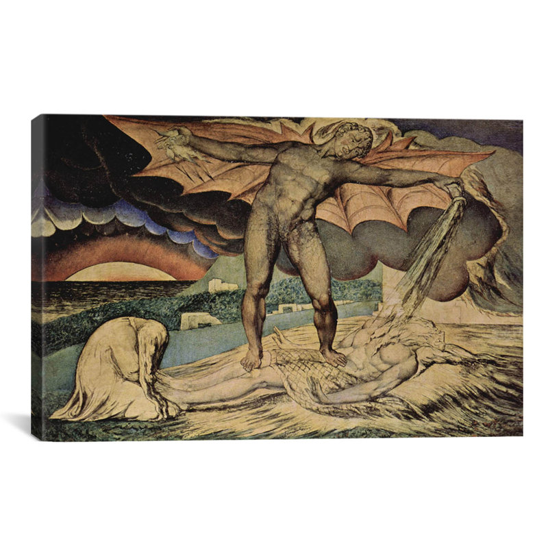 « the examen of hiob » par reproduction d’art sur toile William Blake, H 12 po x l 18 po x P 1,5 po