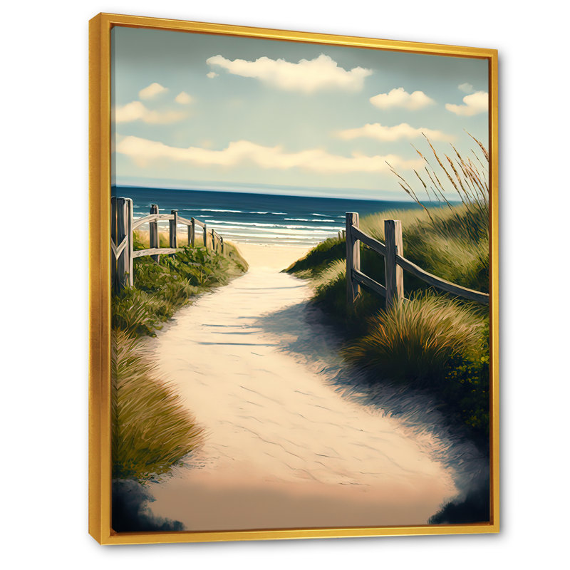«Walkway to the Beach», reproduction sur toile, H 20 po x l 12 po x P 1 po, Toile avec cadre flottant or