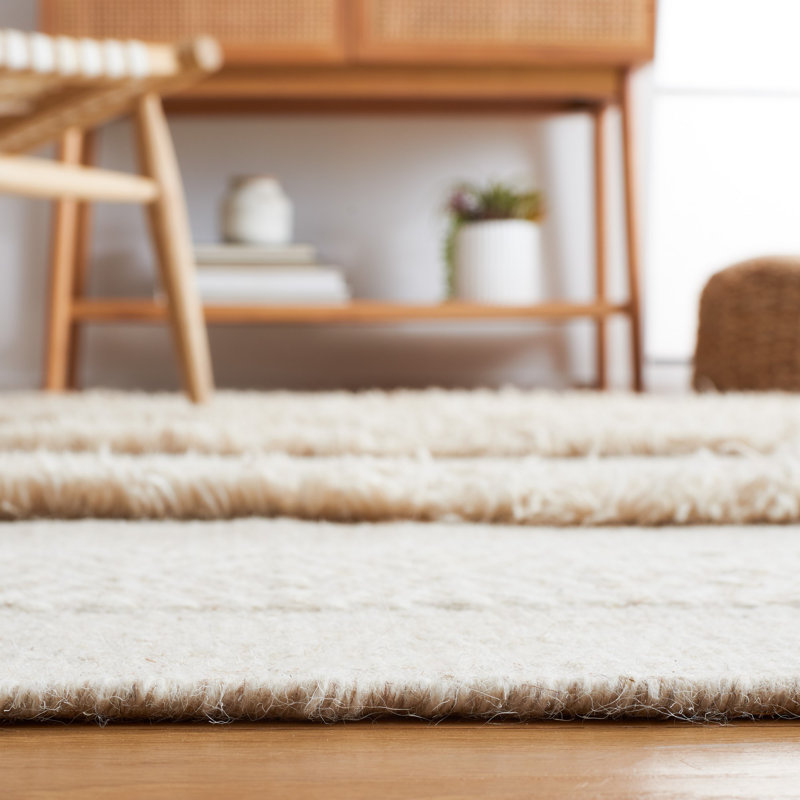 Tapis ivoire / beige en laine tissé à la main Sandisfield, Rond 6 pi