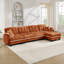 Canapé en forme de L de 131 po avec repose-pieds mobile et 4 coussins décoratifs en tissu de chenille orange matelassé-1889158984-1889158990