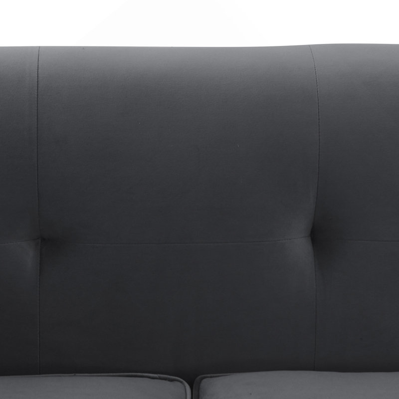 Canapé 90 po en tissu gris avec pieds en acier inoxydable brossé