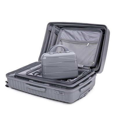 4-Piece Spinner Luggage Set with Cosmetic Case & Telescopic Handle