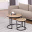 Table gigogne ronde 24 po, table basse d'appoint, finition bois de chêne naturel, peu encombrante, style industriel moderne