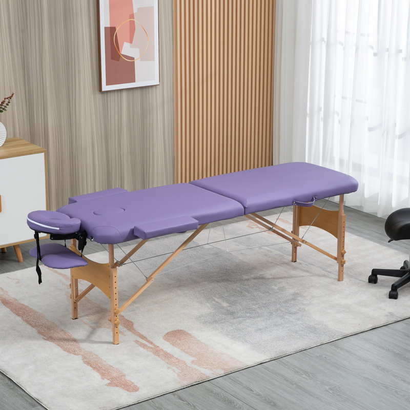 HOMCOM Portable Massage Bed Folding Beauty Massage Table Purple