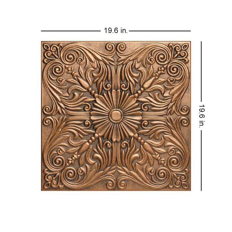 Spanish Silver 1.6 ft. x 1.6 ft. Polystyrene Glue-up Ceiling Tile, Antique Bronze