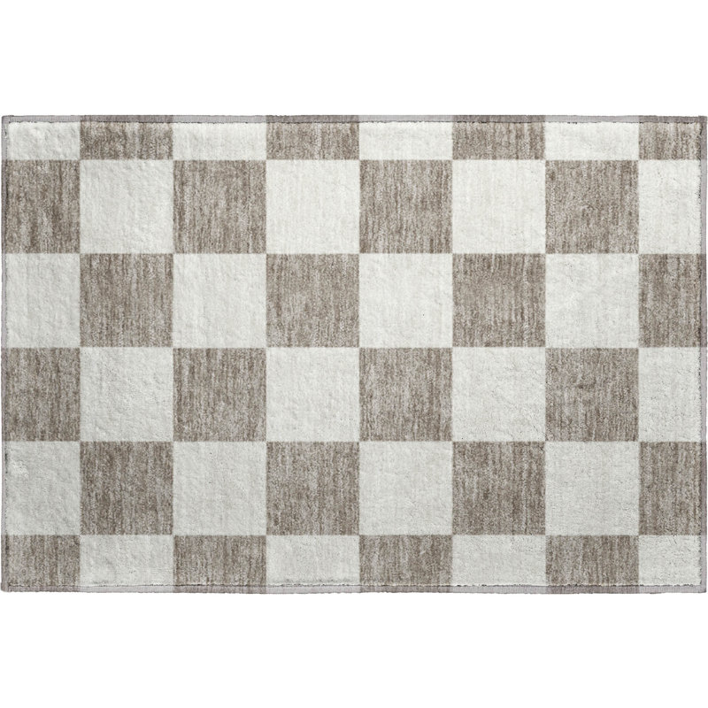 Tapis géométrique lavable à la machine de qualité supérieure Mayfield AMF2345, Taupe, 1 pi 8 po x 2 pi 6 po