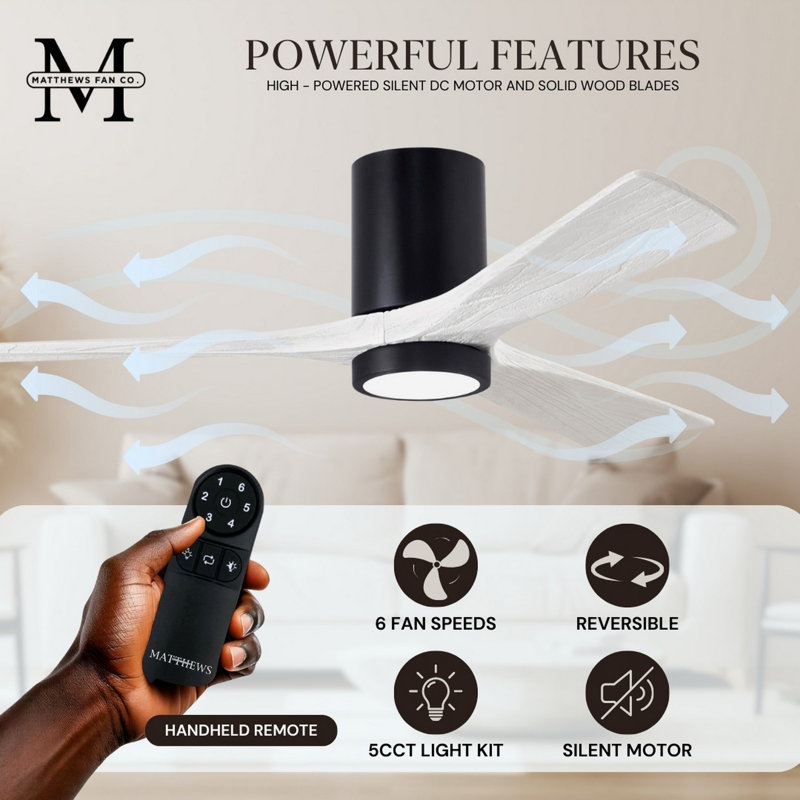 Irene LED Ceiling Fan, Matte Black, 52", Matte White