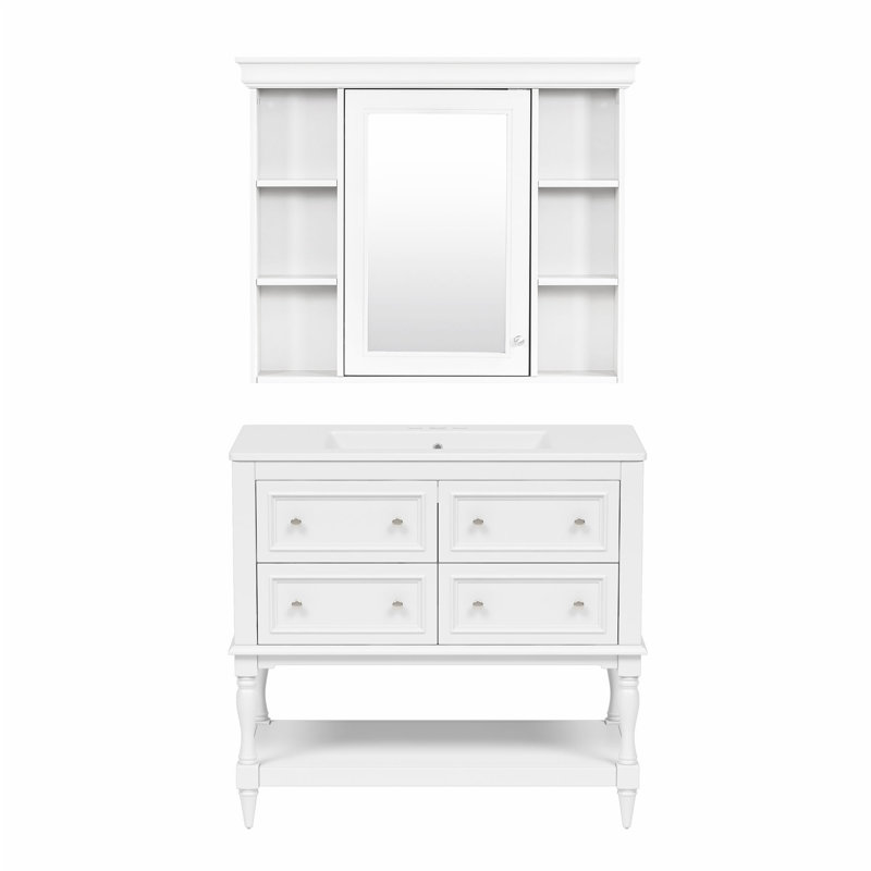 Meuble-lavabo 36 po avec armoire à pharmacie, Blanc